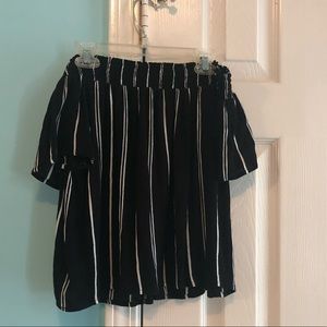 off the shoulder black striped top